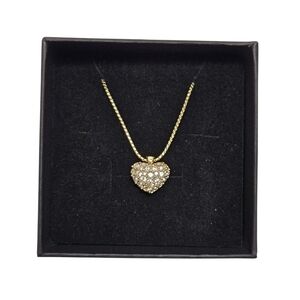 Swarovski Gold Tone Pavé Heart Crystal Necklace